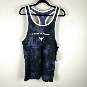Under Armour The Rock Project Tank Top Men Workout Black Blue Sleeveless Small
